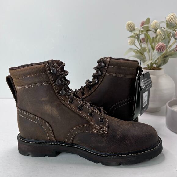 Ariat Groundbreaker 6" Work Boots Lace Up Distressed Leather Brown Men's 8D NWOB - Picture 6 of 10
